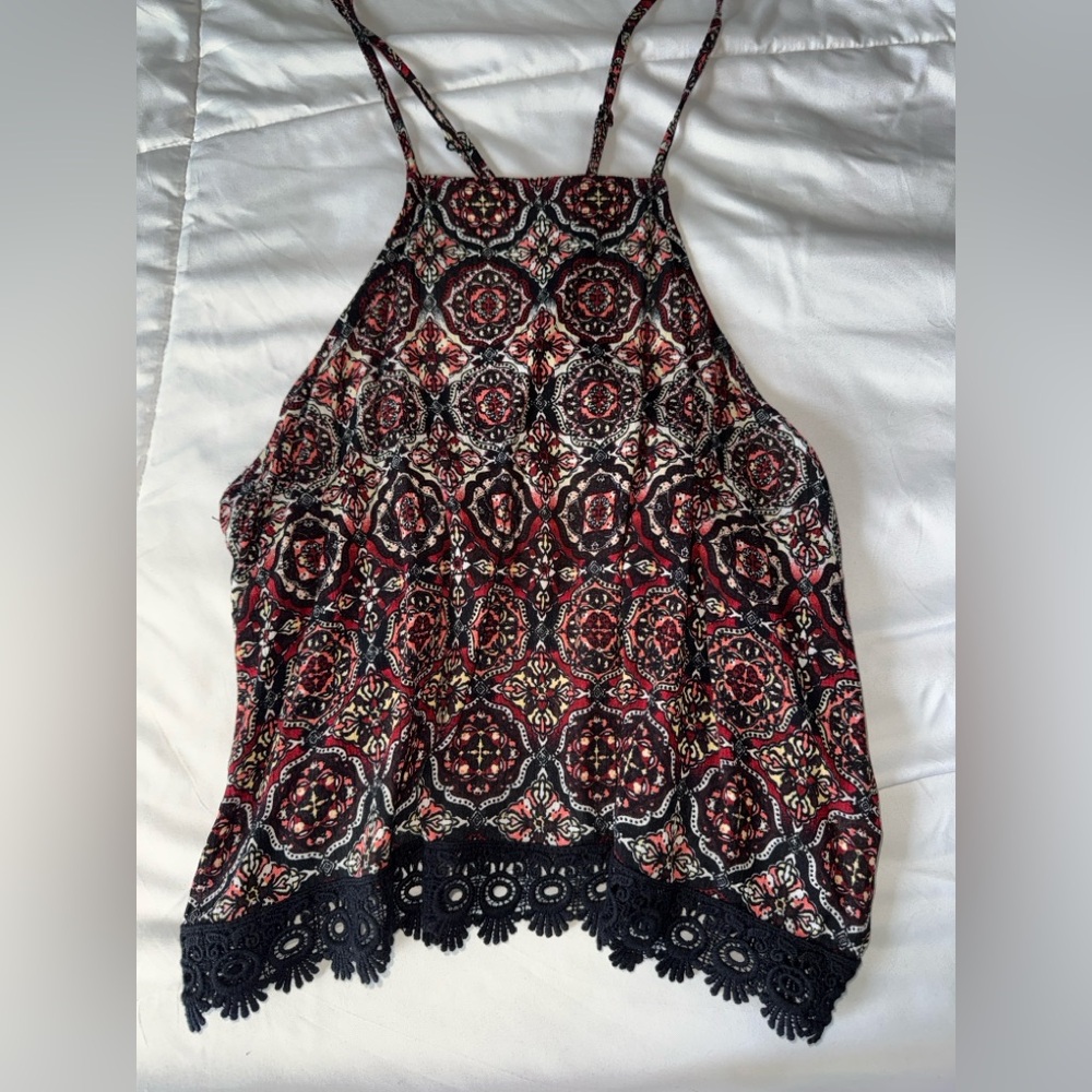 LA Hearts Print Halter Top Size M